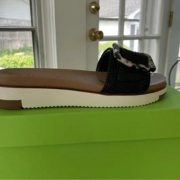 Sam Edelman Black Slide Sandals with Cork Footbed - Picture 3 of 4